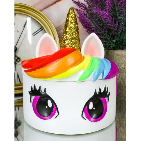 Enchanted Fantasy Rainbow Unicorn Stargazer Trinket Decorative Jewelry Box Decor
