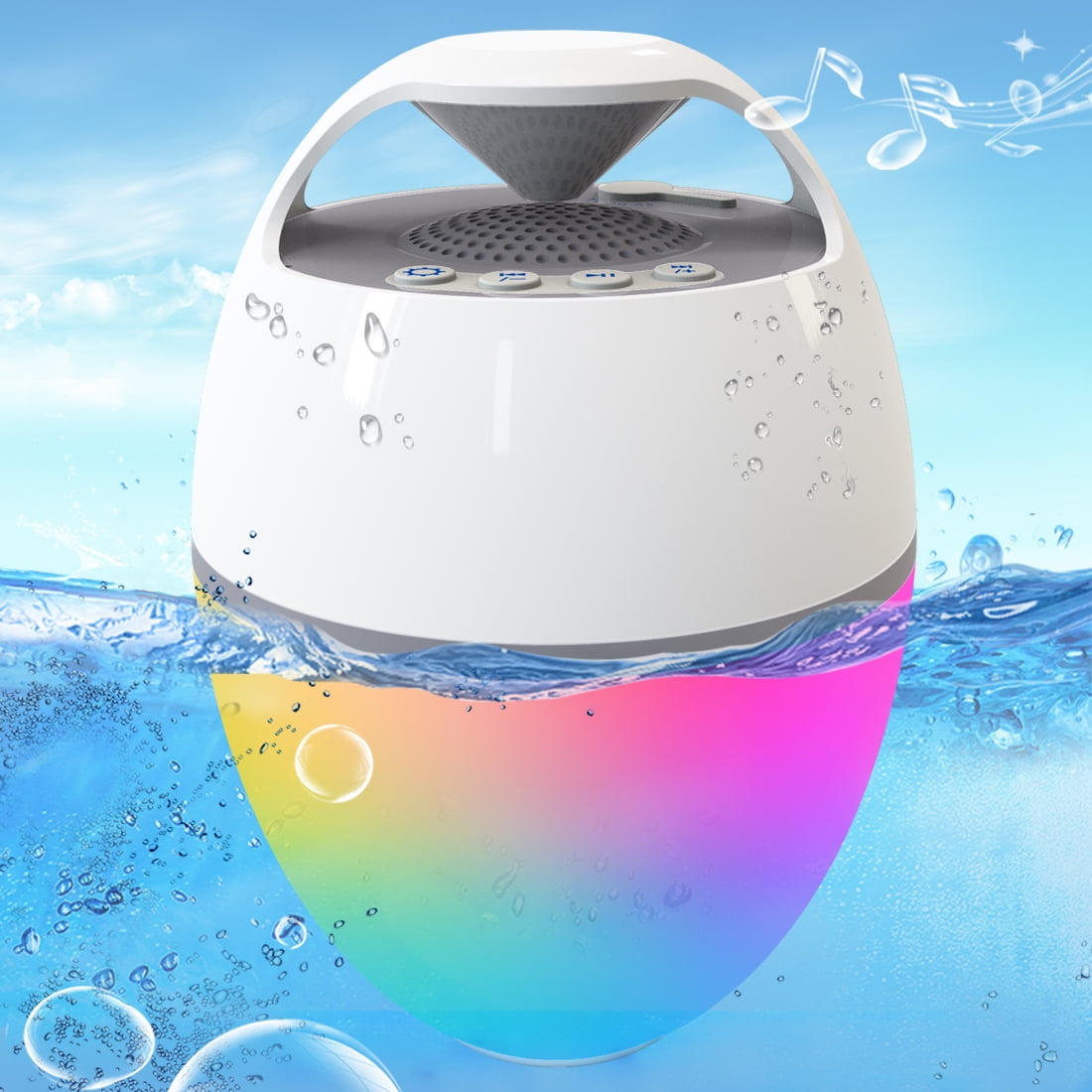 Blufree Floating Pool Speaker IP67 Waterproof Speaker,Louder Volume,Mic,82ft Wireless Range Hot Tub Speaker for Outdoor Pool Home Party Travel. Portable Bluetooth Speaker with Colorful Lights 