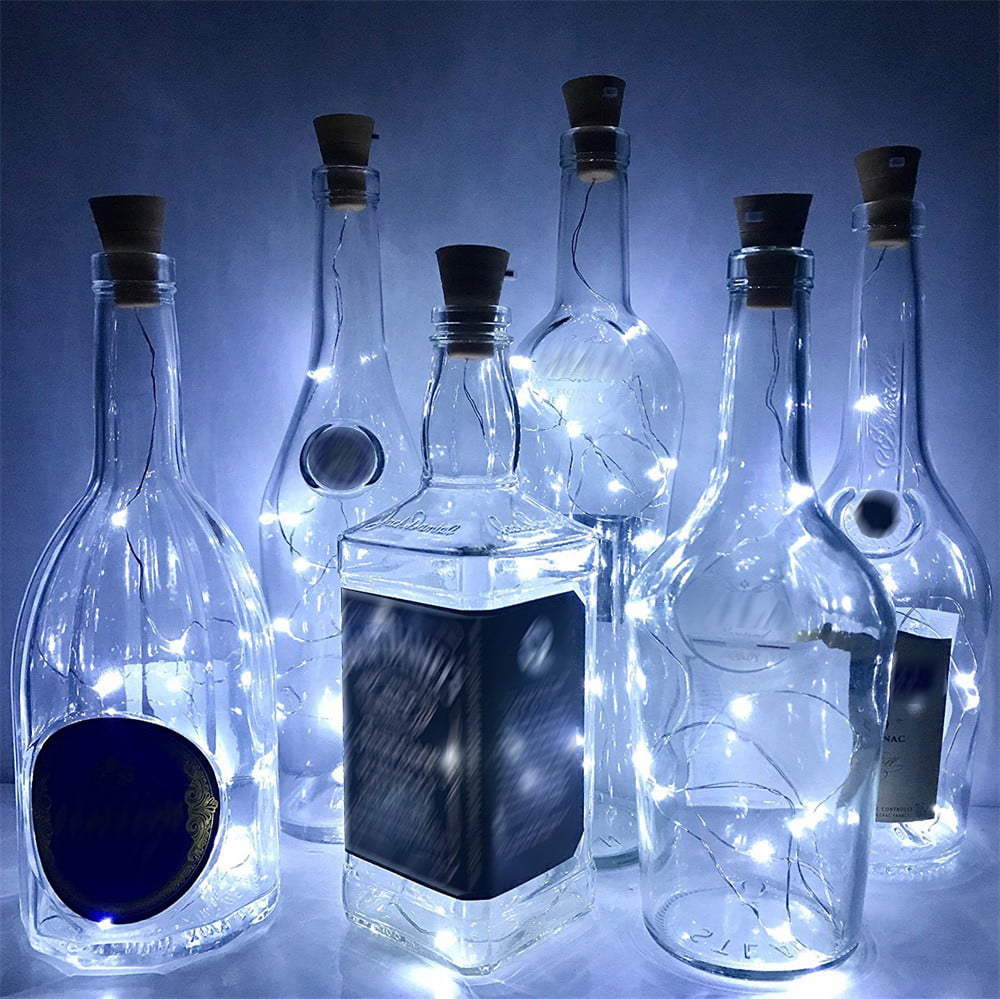 Chezaa Solar Power Night Light Decor 6pcs LED Rotatable Fairy Waterproof Cool White Garden Camping Wine Bottle Lamp 