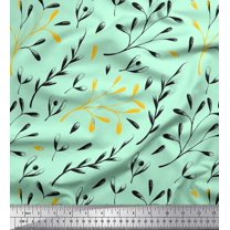Soimoi Green Georgette Viscose Fabric EuropeanSeeds Leaves Fabric Prints By Yard 44 Inch Wide