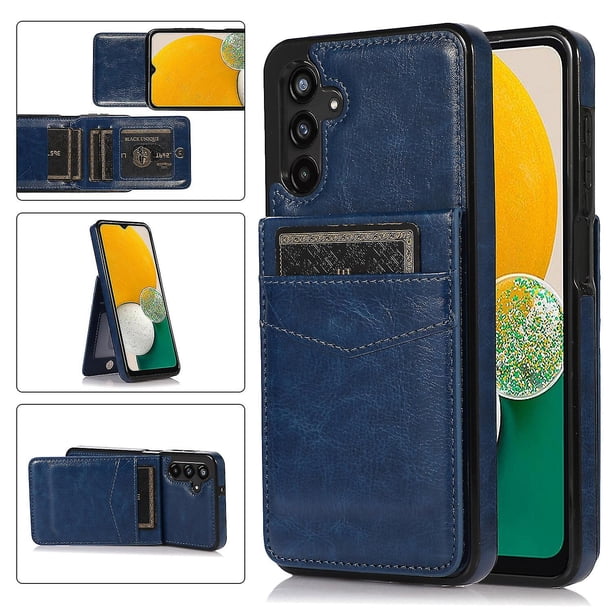 Funda de piel sintética estilo empresarial para Samsung A21 con tarjetero, función billetera, función atril y protección contra caídas.