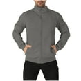 thumbnail image 2 of Mock Neck Sweatshirts for Men Casual Full Zipper Stand Collar Windbreaker Outerwear with Zippered Pockets, 2 of 7