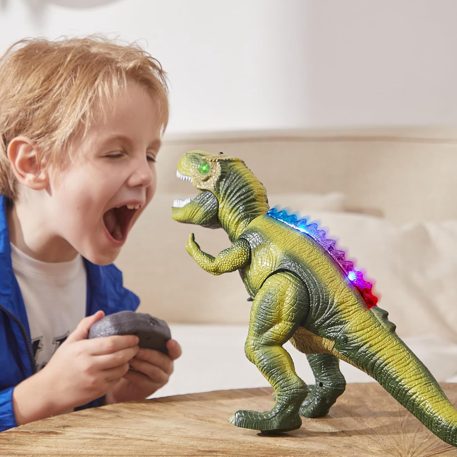 Gmdisc Remote Control Dinosaur Toys for Kids,Walking RC Dinosaur Toys with Light,Colorful Sprays and Roars Sounds,Electric Animal Toy for Boys Girls 3+ Years Old