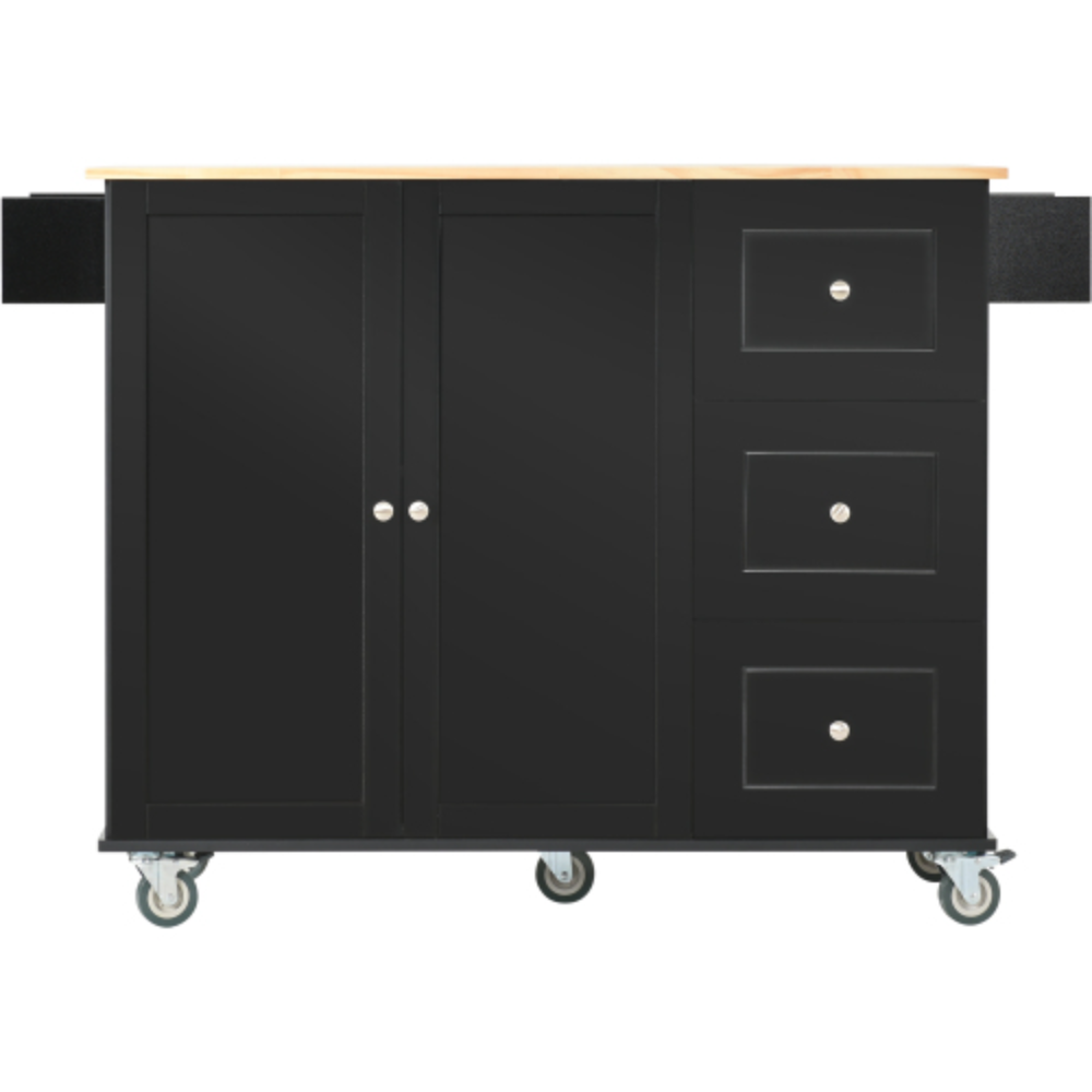 Rolling Mobile Kitchen Island with Solid Wood Top and Locking Wheels，52