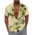 thumbnail image 2 of OKBOP Mens Button Up Shirts,Beach Button Up Short Sleeve Summer Plain Crew Neck Golf Casual T-shirt with Pocket Fathers Day Gift Clearance Yellow S(4), 2 of 5