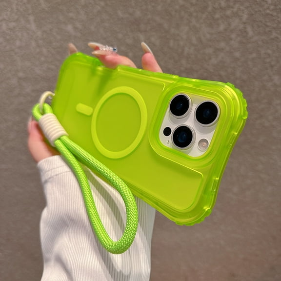 Allytechgroup iPhone 13 Case with Hand Strap, [Compatible with Magsafe] Matte Translucent Hybrid TPU PC Back Cover Corner Protector Anti-Scratch Slim Phone Case for iPhone 13,Green