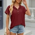 thumbnail image 2 of New Solid Color Button Hooded Short Sleeve T-Shirt - Loose Fit, Casual, 2 of 6