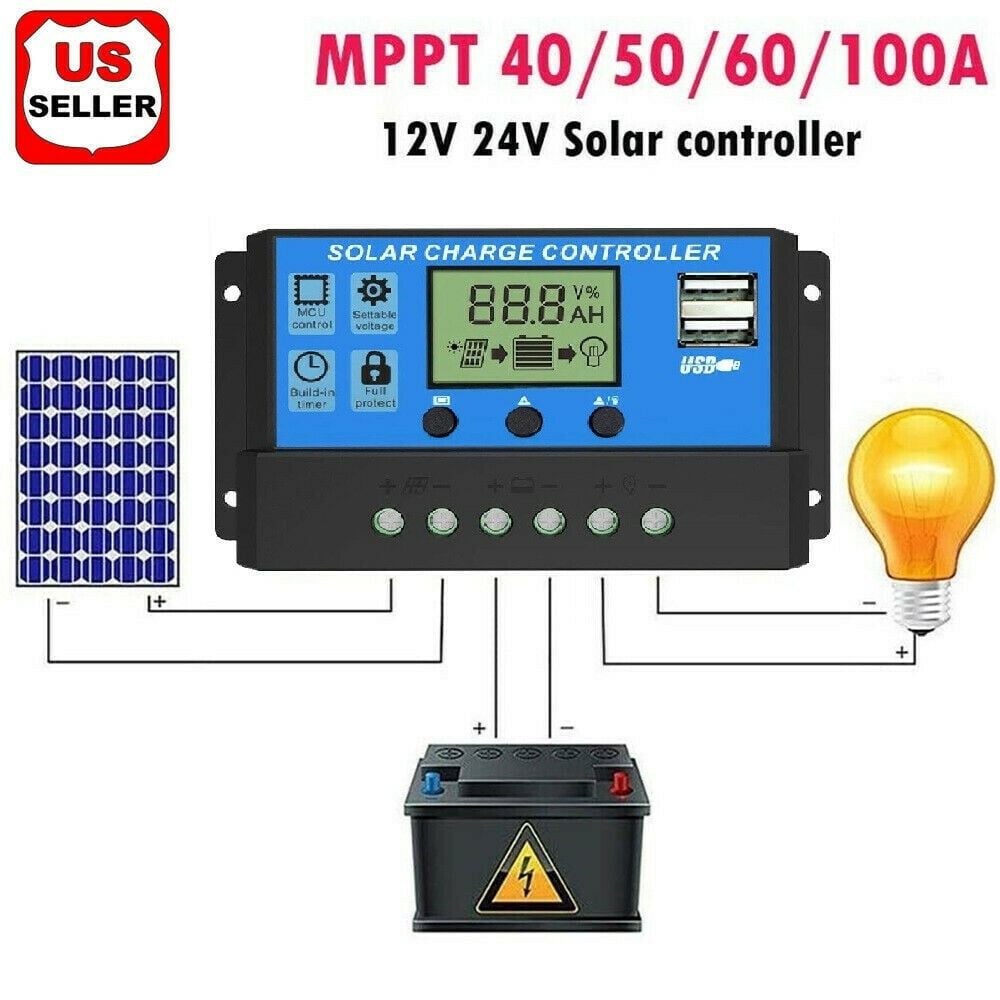 30A LCD MPPT Solar Panel Regulator Charge Controller 12 /24V Auto Focus Tracking 