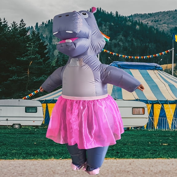 Inflatable Ballerina Hippo Costume - Funny Animal & Tutu Outfit For Parties, Cosplay & Themed Events,Height 4'11"-6'3",Hippo