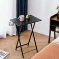 thumbnail image 6 of VECELO Set of 2 Folding TV Tray Table, Portable Snack Eating Tables with Cup Holder, Dinner Tray for Couch, Kitchen, Living Room and Bedroom, Black, 6 of 9