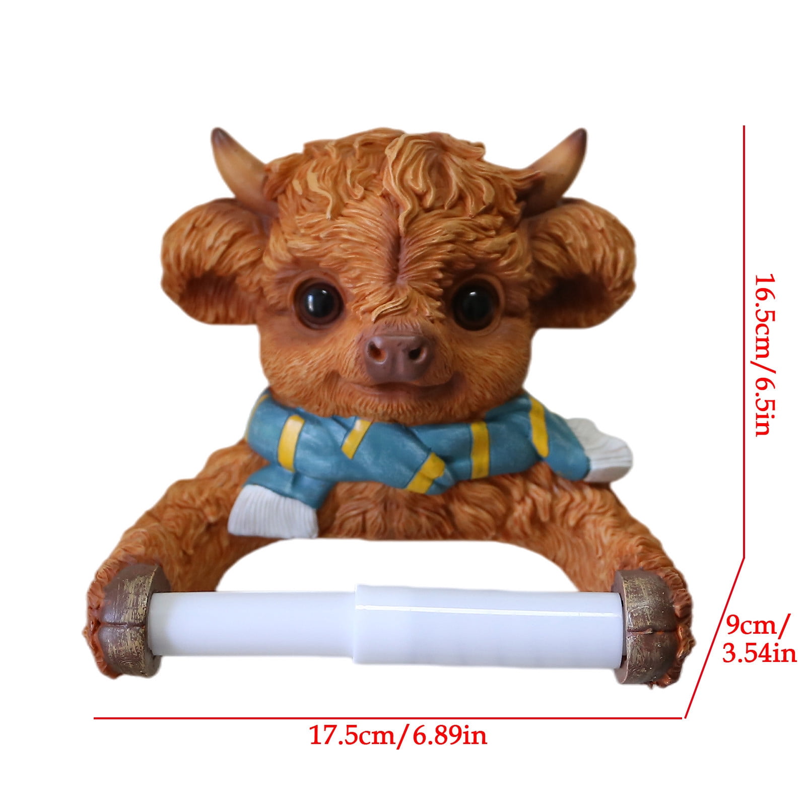 Highland Cow Toilet Paper Roll Holder Cartoon Animal Shape Wall Storage Decor