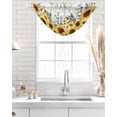 thumbnail image 4 of Waterfall Valances for Windows, Eucalyptus Leaves Kitchen Sheer Valance Curtains, Yellow Sunflower Lavender Farmhouse Rod Pocket Elegant Swag Valances for Living Room Bedroom, 47.2"x38.5", 3 Panel, 4 of 8