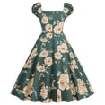 thumbnail image 3 of Pisexur Robe à Manches Courtes Col en V Mode Robe Vintage pour Femmes Robe à Manches Courtes Col en V Imprimée Robe pour Femmes, 3 of 7