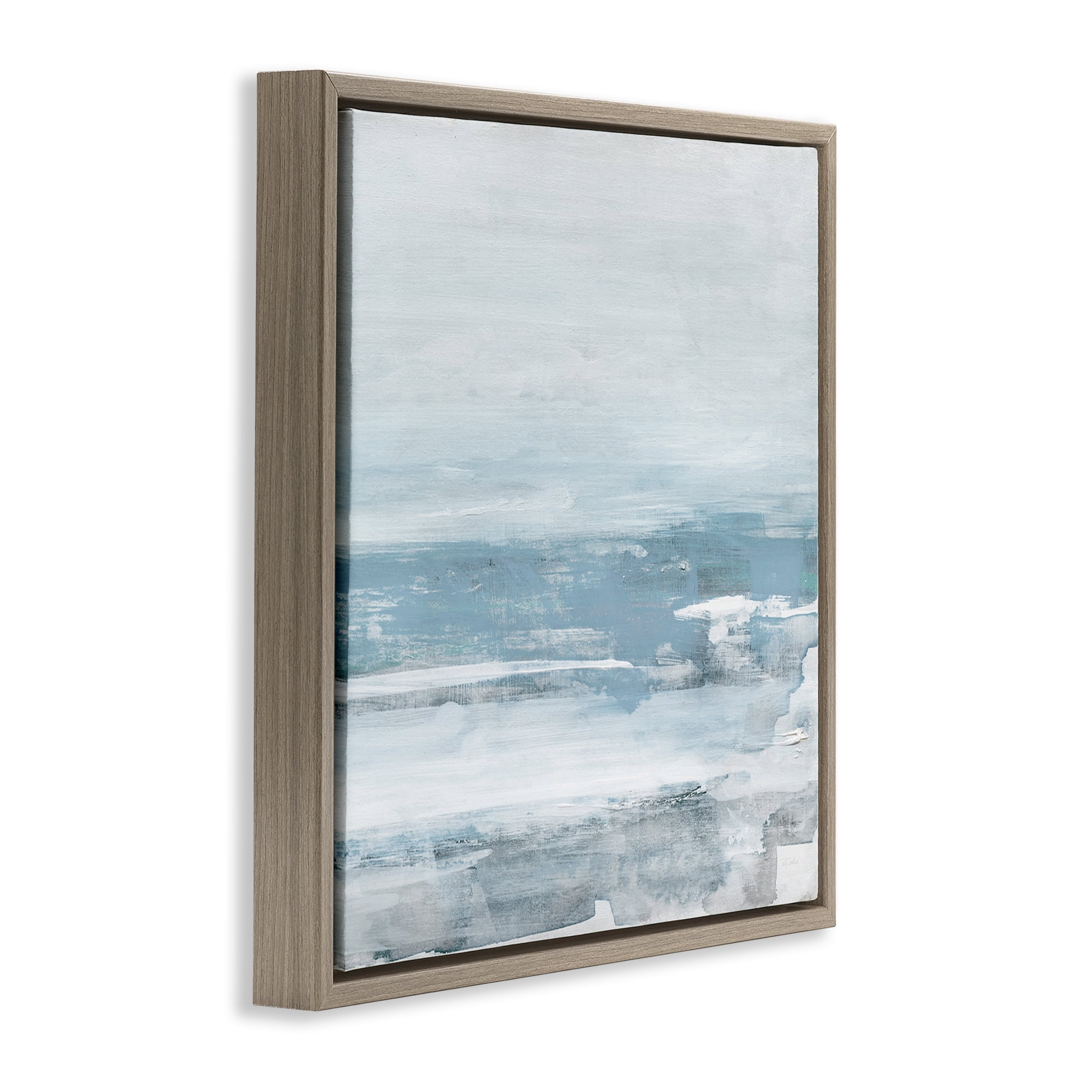 Stupell Industries Foggy Ocean Abstraction Abstract Painting Brown Floater Framed Canvas Art Print Wall Art, 18 x 18