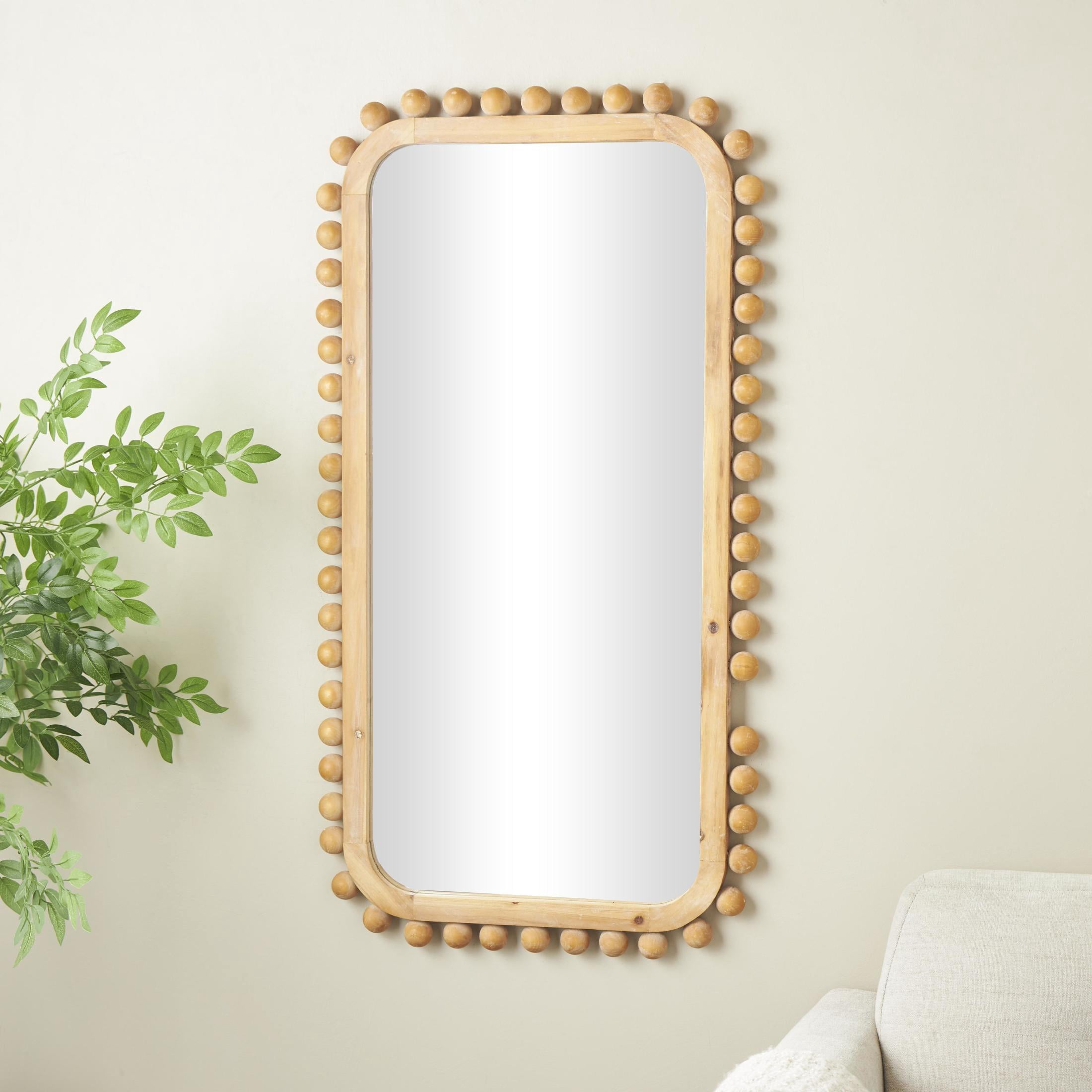 DecMode 24" x 45" Brown Wall Mirror with Beaded Frame