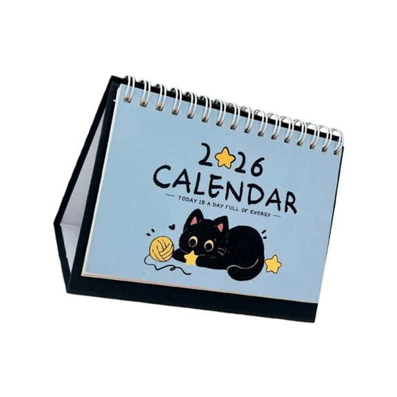 2026 Desk Calendar with Memo Space, Cartoon Theme Thick Paper Calendar, for Work Desk & Study Planner