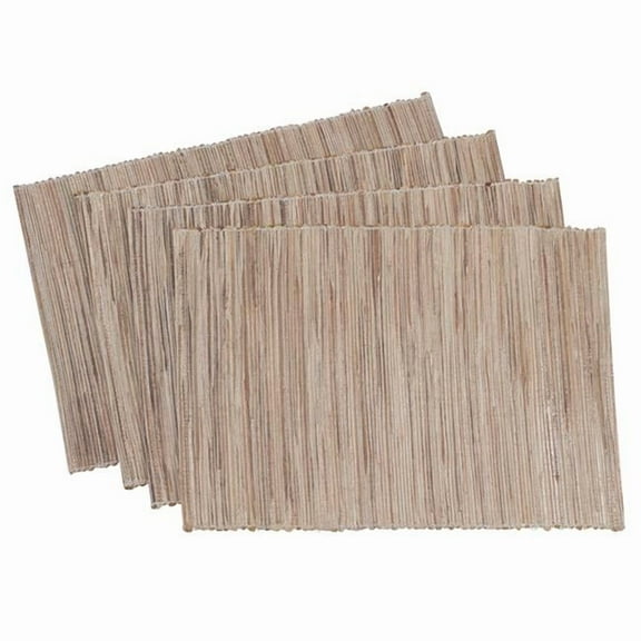 SARO  Shimmering Woven Nubby Water Hyacinth Placemat  Natural - Set of 4