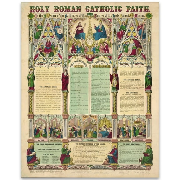 Holy Roman Catholic Faith Poster 11x14 Unframed Vintage Religious Wall Art
