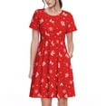thumbnail image 1 of Vsdgher Robes Midi Maxi Décontractées de Noël pour Femmes Été 2025 Légères Manches Courtes Col Rond Robe de Plage, 1 of 6