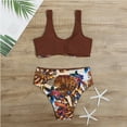 thumbnail image 4 of EQWLJWE Women's Print V Neck 2 Piece Bikini Set High Waisted Swimsuit Bathing Suit, 4 of 5