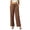 Coffee, variant on Women's Effortless Wide Leg High Waisted Pants Relaxed Casual Slouchy Trousers Vertical Pinstripe Ribbed Textures Slacks L
