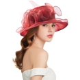 thumbnail image 2 of Women Derby Fascinator Hat Organza Church Wedding Hat Wide Brim Cocktail Tea Party Hat, 2 of 5