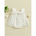 thumbnail image 6 of Suealasg Newborn Infant Girl Summer Outfits Fly Sleeve Daisy Embroidery Mesh Rompers Dress 3M 6M 12M 18M Baby Girls Clothes, 6 of 9
