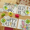 thumbnail image 5 of Happy Easter Blessings Bunny Ear Egg Placemats Set of 4, He is Risen Cross Religious Dining Table Place Mats, Flower Seasonal Spring Farmhouse Kitchen Decor Home Holiday Decoration 12 x 18 Inch, 5 of 5