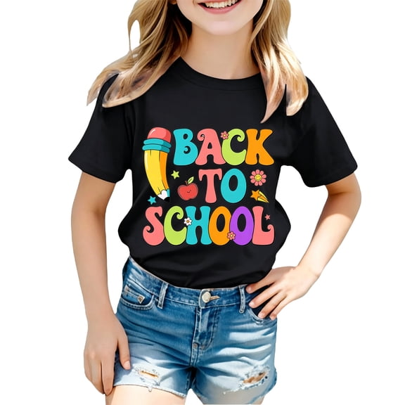 Back To School Graphic Tee For Girls Short Sleeve Crewneck Top Ideal For First Day And Activities