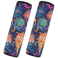 thumbnail image 2 of Car Seat Strap & Belt Covers - Flannel Material, Velcro Design, All-Season Use, 2-Piece Set (S&M Sizes)，A Vibrant Cartoon, 2 of 8