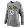 thumbnail image 2 of Women's Pressbox Heathered Gray Notre Dame Fighting Irish Distressed Edith Vintage Knobi Fleece Crew Sweatshirt, 2 of 3