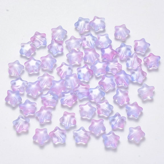 100pc Transparent Glass Beads Star Colorful 8x8.5x4mm Hole: 1mm