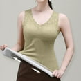 thumbnail image 2 of Wovix Womens V-Neck Sleeveless Thermal Base Layer Double Lined Y2K Vintage Trendy Lace Cropped Tank Tops High Stretch Slim Tunic Tank Tops For Daily Winter Clothes, 2 of 6