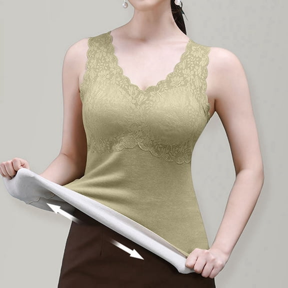 Hauaitttt Women's Thickened Thermal Vest with Built In Padding Fall Winter Layering Top for Comfort & Warmth Climate Right Women Woman Thermal Mens Thermals Top and Bottom Set Microfiber Thermal