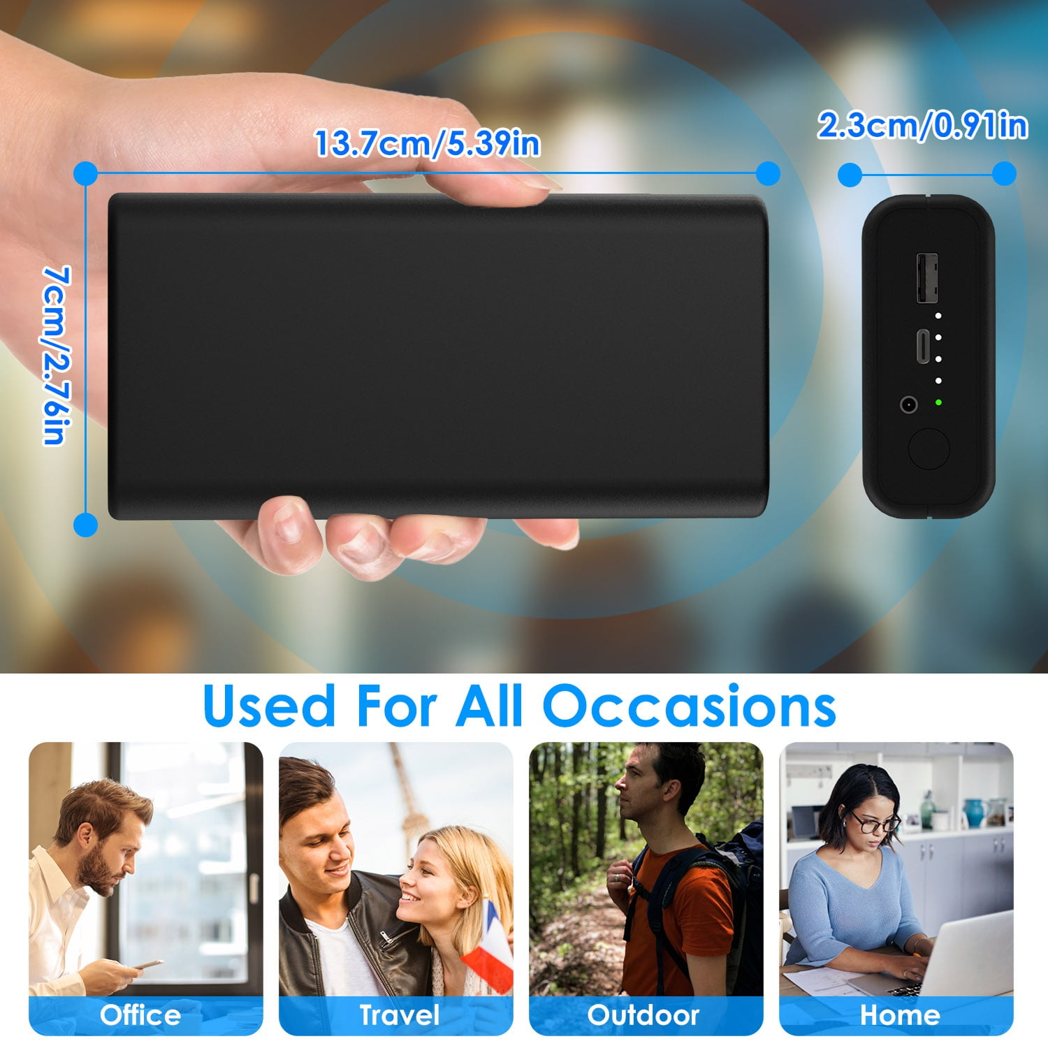 Moclever 5V/2A Heated Vest Power Bank, DC 7.4V/2A 20000mAh Battery Pack for Heated Vest Jacket Scarf Pants, Black