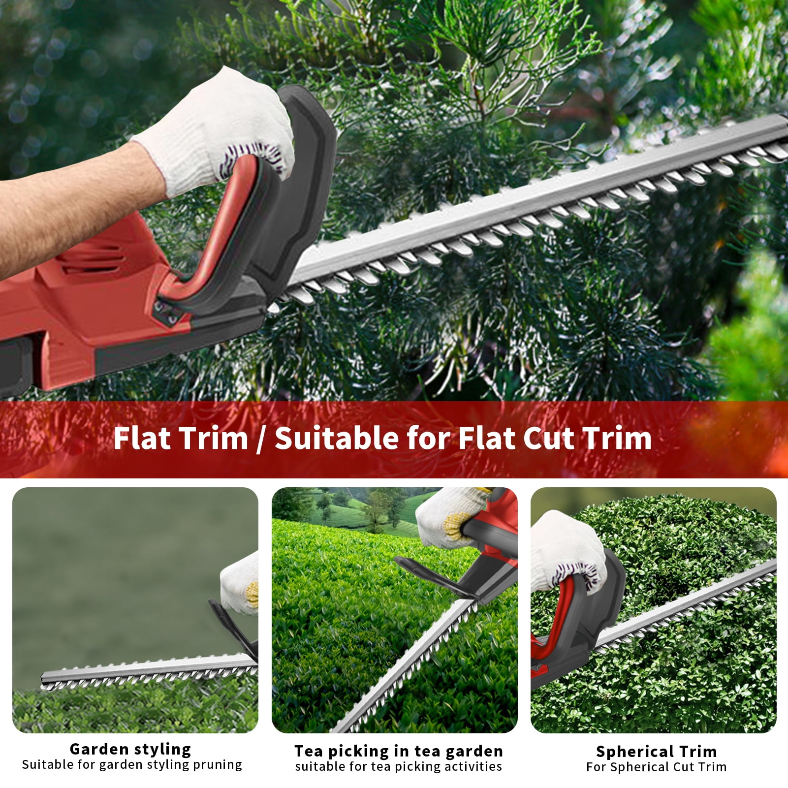 Victool 21V Cordless Electric Hedge Trimmer Double Blade Home Garden Trimmer Shrub Pruning Saw US 110V