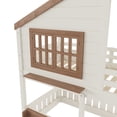 thumbnail image 6 of URTR Twin Over Twin House Bunk Bed with Window, Bookshelf and Roof, Wooden Twin Size Floor Bunk Bedframe with High-Quality Guardrail and Ladder, Playhouse Bed for Bedroom, Beige, 6 of 9