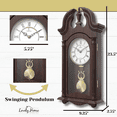 thumbnail image 2 of Pendulum Wall Clock, Silent Decorative Wood Pendulum Clock with Swinging Pendulum, Battery Operated, Dark Wooden Design, for Living Room, Dining Room, Kitchen, Office & Home Décor, 23.5x9.25 Inch, 2 of 8