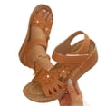 thumbnail image 3 of HTHLVMD Chaussures Plates Orthopédiques à la Mode, Sandales Compensées à Fleurs pour Femmes, Sandales Compensées Confortables à Bride Réglable, Sandales Compensées à Appliqué Floral pour Femmes - Chaussures d'Été Confortables à Bride Réglable, Marron 6, 3 of 4