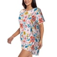 thumbnail image 2 of Daiia Floral Ditsy Pattern Womens Pajama Sets Short Sleeve Pajamas for Women Sets Soft Lounge Sets Casual Round Neck Sleepwear PJS-Medium, 2 of 7
