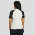 thumbnail image 5 of Women's WEAR by Erin Andrews White Las Vegas Raiders Sleeve Stripe Distressed Raglan T-Shirt, 5 of 6