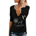 thumbnail image 2 of WREESH T-Shirt Imprimé pour Femmes Manches Trois-Quarts Col en V, 2 of 9
