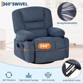 thumbnail image 3 of Oversized Swivel Rocker Recliner with Heat and Massage - With Cup Holders and Side Pocket, Chenille, Blue, 3 of 5