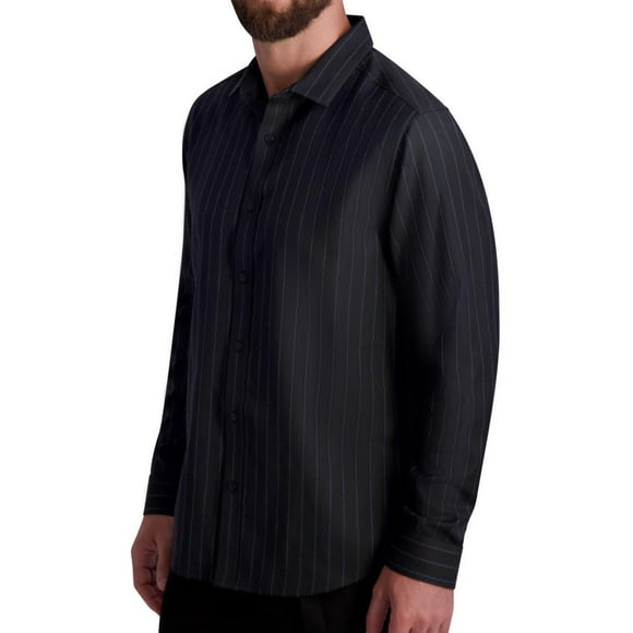 Karl Lagerfeld Mens Solid Button Up Shirt, Black, Large