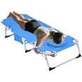 thumbnail image 2 of 3-in-1 Heavy Duty Tanning Chair in  with Adjustable 5-Position Design Portable Outdoor Lounger for Beach Use,White+Blue, 2 of 15