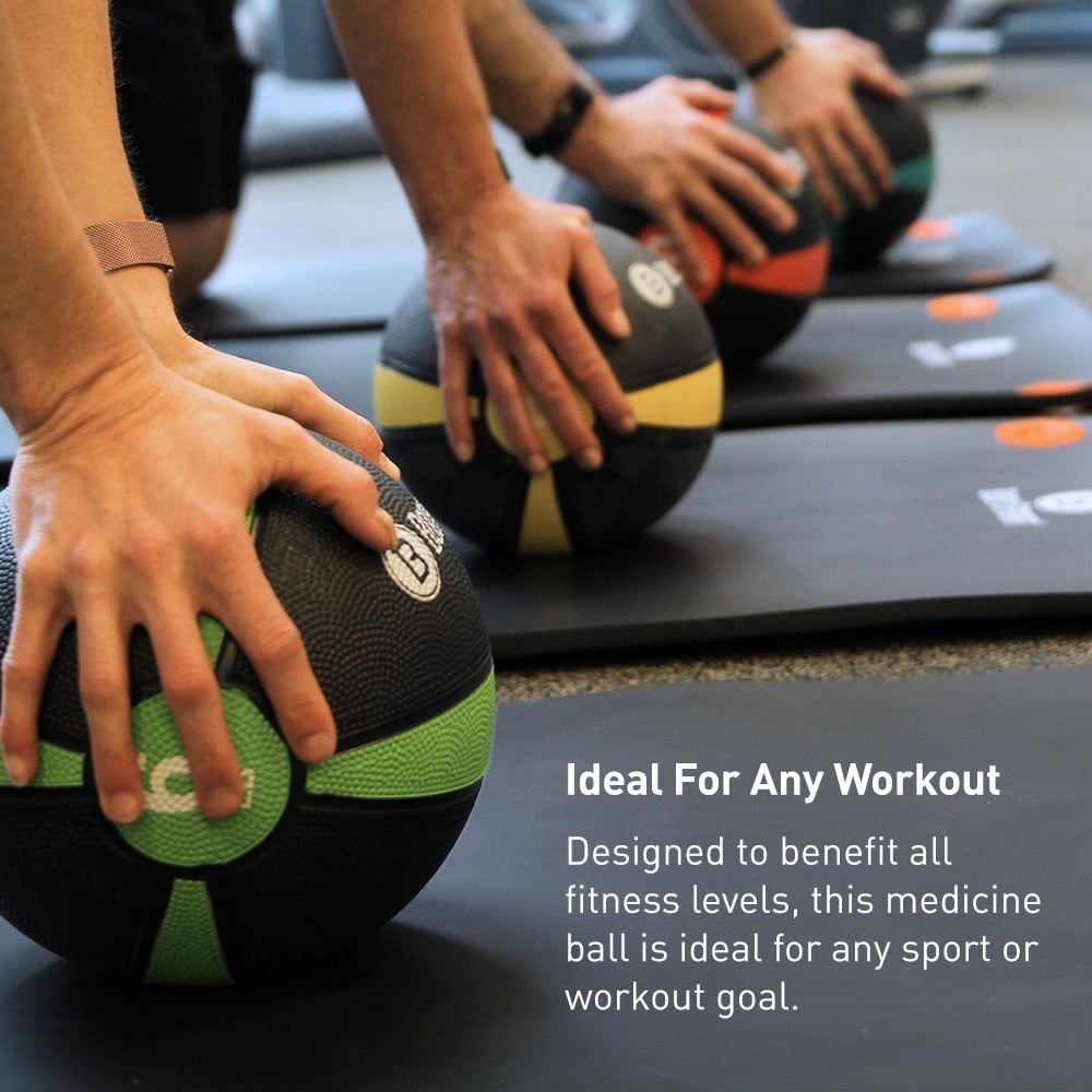 Body Sport Medicine Ball 15 lb., 34.8 in. CIR, Black/Gray – Strength, Cardio, & Resistance Training Fitness Ball – At-Home Gym Equipment