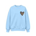 thumbnail image 2 of Fall Hoodless Sweatshirts for Girl Loose Leopard Heart Printed Long Sleeve Crew Neck Solid Color Fashion Casual Pullover Tops Light Blue 12-13 Years, 2 of 7