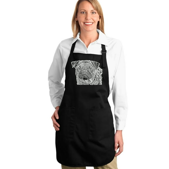 LA Pop Art Full Length Word Art Apron - Pug Face