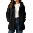 thumbnail image 4 of Fleece Coat for Women with Pockets Long Sleeve Button Down Winter Warm Hooded Jackets Casual Solid Color Loose Fashion Overcoat, 4 of 7