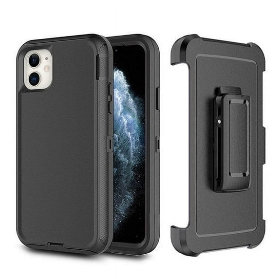 For iPhone 11 (6.1") Shockproof Heavy Duty Full Body Protection Hybrid Defender Rugged Case with Holster
